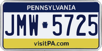 PA license plate JMW5725