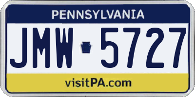 PA license plate JMW5727