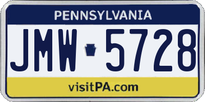 PA license plate JMW5728