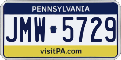 PA license plate JMW5729