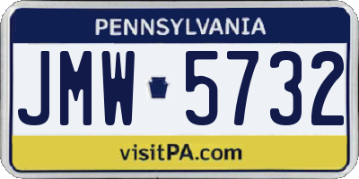 PA license plate JMW5732
