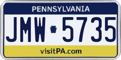 PA license plate JMW5735
