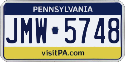 PA license plate JMW5748
