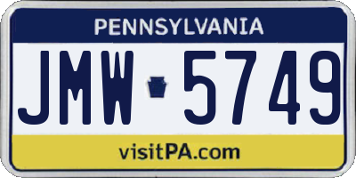 PA license plate JMW5749