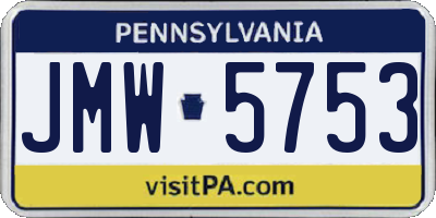 PA license plate JMW5753