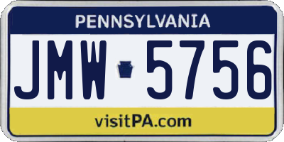 PA license plate JMW5756