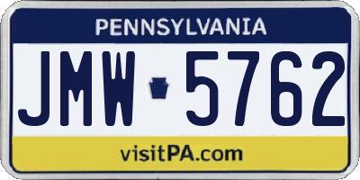 PA license plate JMW5762