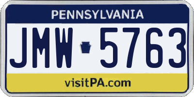 PA license plate JMW5763