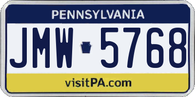 PA license plate JMW5768
