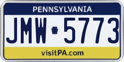 PA license plate JMW5773