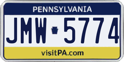 PA license plate JMW5774
