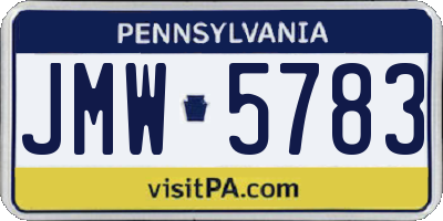 PA license plate JMW5783