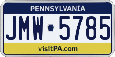 PA license plate JMW5785