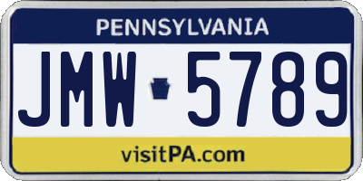 PA license plate JMW5789
