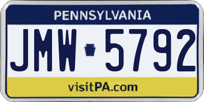 PA license plate JMW5792