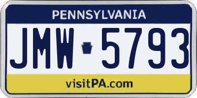 PA license plate JMW5793