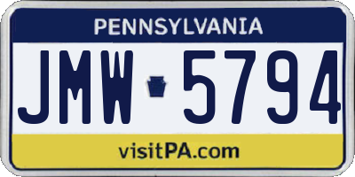 PA license plate JMW5794