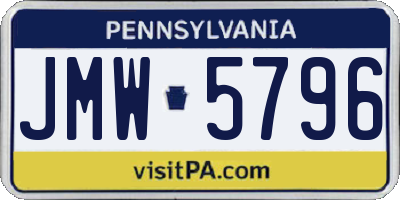 PA license plate JMW5796