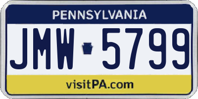 PA license plate JMW5799