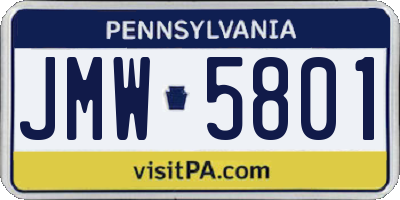 PA license plate JMW5801