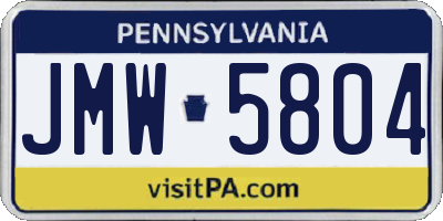 PA license plate JMW5804