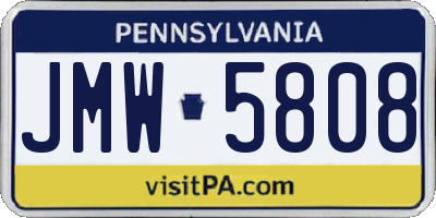 PA license plate JMW5808
