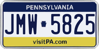 PA license plate JMW5825