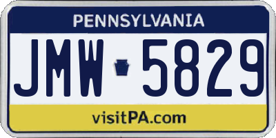 PA license plate JMW5829