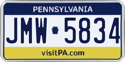 PA license plate JMW5834