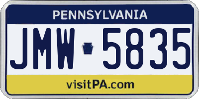 PA license plate JMW5835