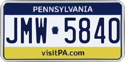 PA license plate JMW5840