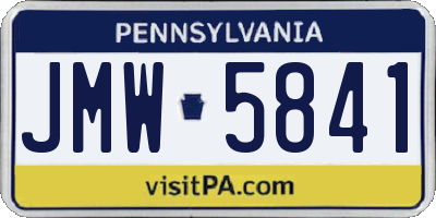 PA license plate JMW5841