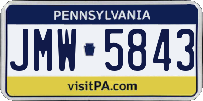 PA license plate JMW5843