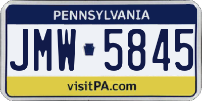PA license plate JMW5845