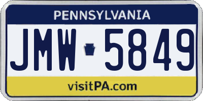 PA license plate JMW5849