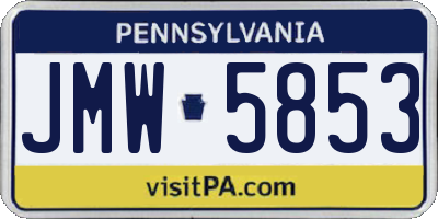 PA license plate JMW5853