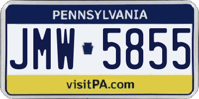 PA license plate JMW5855