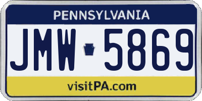 PA license plate JMW5869