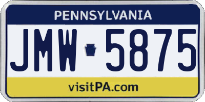 PA license plate JMW5875