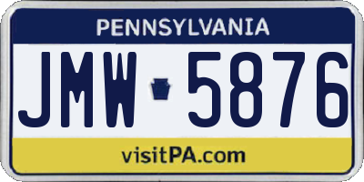 PA license plate JMW5876