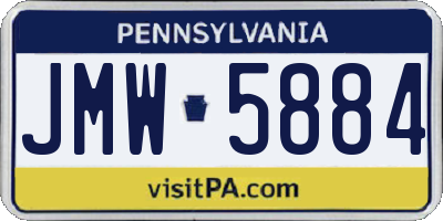 PA license plate JMW5884