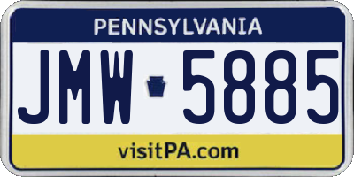 PA license plate JMW5885