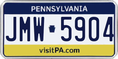PA license plate JMW5904