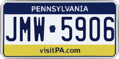 PA license plate JMW5906