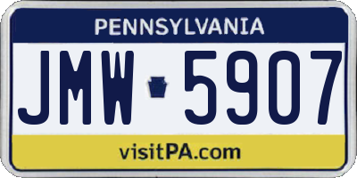 PA license plate JMW5907