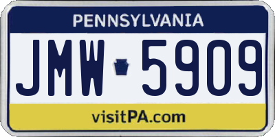 PA license plate JMW5909