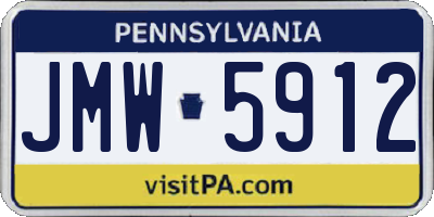 PA license plate JMW5912