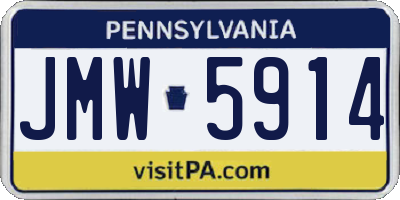 PA license plate JMW5914
