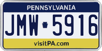 PA license plate JMW5916