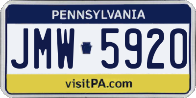 PA license plate JMW5920